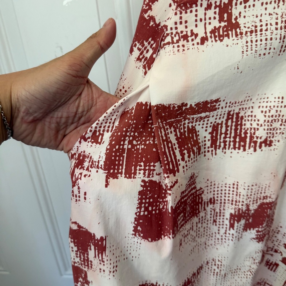 PORTO SF white rust printed sleeveless lagenlook balloon parachute midi dress - Picture 3 of 9